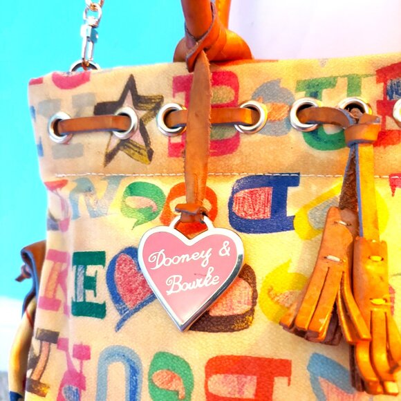 Dooney & Bourke Vintage Y2K Crayon Alphabet Hand/Crossbody with Gold Hardware - Picture 3 of 11